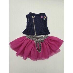 American Girl Doll Love to Layer Outfit Vest Tulle Skirt Silver Pink Retired AG